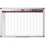 Bi-Office Annual Magnetic Whiteboard Planner Aluminium Frame 900x600mm