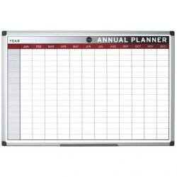 Bi-Office Annual Magnetic Whiteboard Planner Aluminium Frame 900x600mm