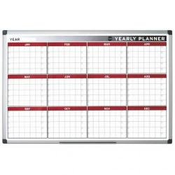 Bi-Office Annual Magnetic Whiteboard Planner Aluminium Frame 900x600mm