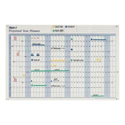 Mark-it Perpetual Year Planner Laminated with Repositionable Date Strips W900xH600mm DPYP 154947