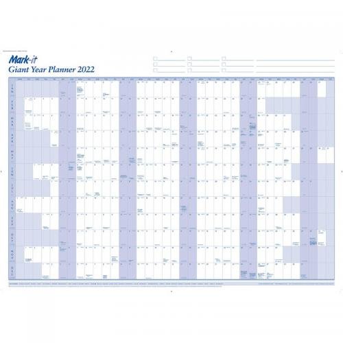 Mark-it 2022 Giant Year Planner Unmounted Landscape with Accessory Kit 1165x820mm Blue/White 22YP 151527 Mark-it 2022 Giant Year Planner Unmounted Landscape with Accessory Kit 1165x820mm Blue/White 22YP 151527