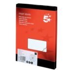5 Star Office Addressing Labels Inkjet 21 per Sheet 63.5x38.1mm White 2100 Labels
