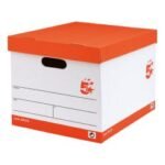 5 Star Office FSC Storage Box with Lid Self-assembly W321xD392xH291mm Red & White Pack of 10