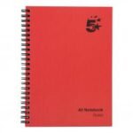 5 Star Office Manuscript Notebook Wirebound 70gsm Ruled 160pp A5 Red Pack of 5