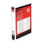 5 Star Office Presentation Ring Binder Polypropylene 4 D-Ring 25mm Size A4 White Pack of 10