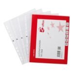 5 Star Office Punched Pocket Embossed Polypropylene Top-opening 40 Micron A4 Clear Pack of 100