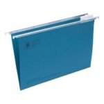 5 Star Office Suspension File with Tabs and Inserts Manilla 15mm V-base 180gsm Foolscap Blue Pack of 50