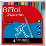Berol Colour Fine Pens with Washable Ink 0.6mm Line Wallet Assorted 2057599 Pack of 12