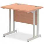 Impulse 800/600 Rectangle Silver Cantilever Leg Desk Beech