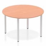 Impulse Circle Table 1200 Beech Box Frame Leg Silver