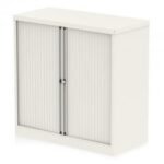 Qube by Bisley 1000mm Side Tambour Cupboard Chalk White No Shelves