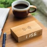 Bamboo Wireless Charger with Clock - Image 3