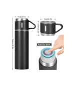 SAFFLE - Giftology Family Set of Vacuum Flask & Two Cups - Black - Image 8