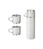 SAFFLE - Giftology Family Set of Vacuum Flask & Two Cups - White - Image 4