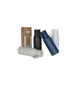 R-NEBRA - CHANGE Collection Recycled Stainless Steel Vacuum Bottle with Loop - Navy Blue - Image 3