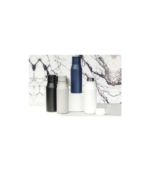 R-NEBRA - CHANGE Collection Recycled Stainless Steel Vacuum Bottle with Loop - Navy Blue - Image 2