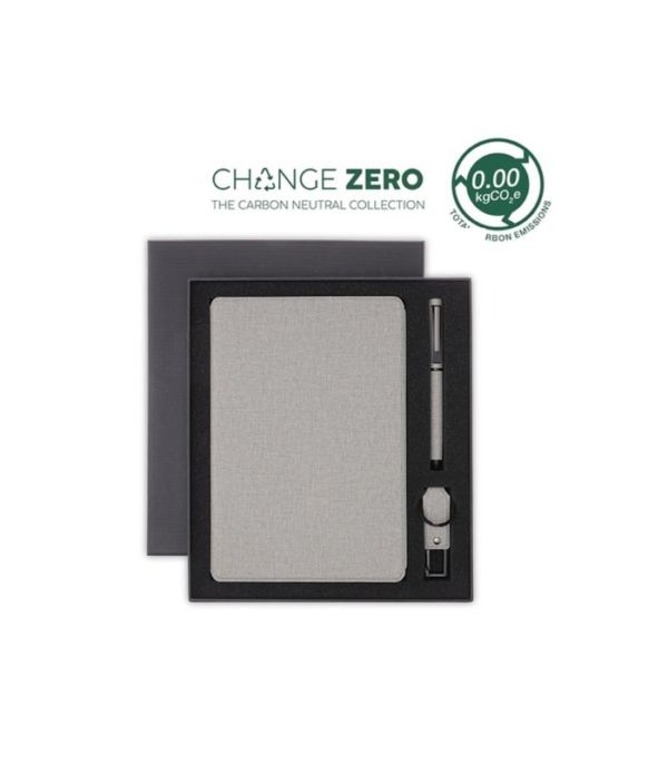 LENZEN-CHANGE-ZERO-Sustainable-Gift-Set-with-Refillable-Notebook-Pen-USB-Keychain-Grey.