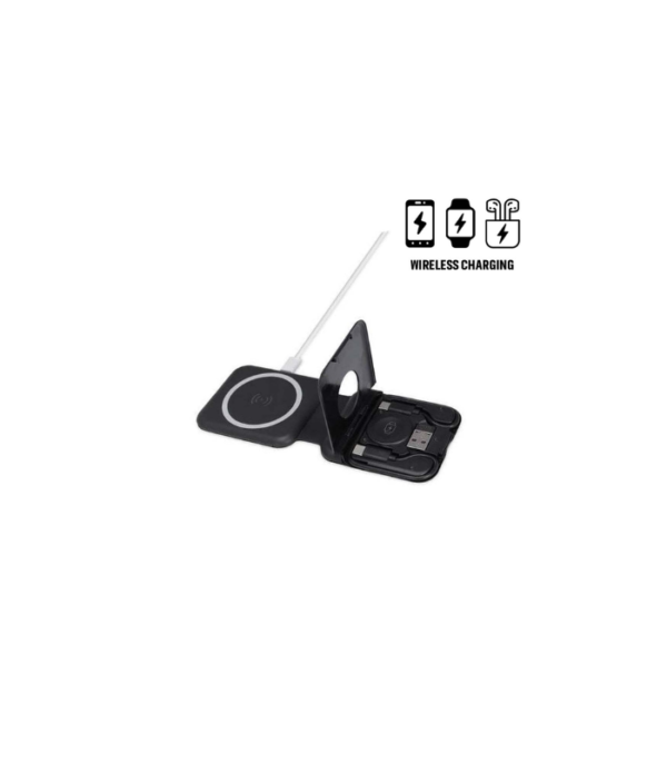 TURIN - @memorii Foldable 2-in-1 Wireless Charger and Multicable Set - Black