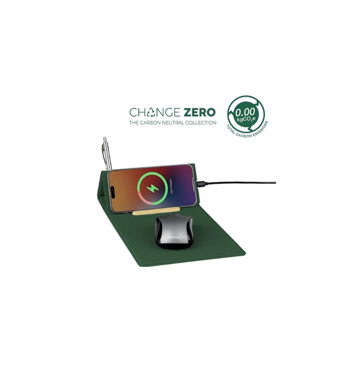 BLACE - CHANGE ZERO Recycled PU 15W Wireless Mousepad & Desk Organizer - Green