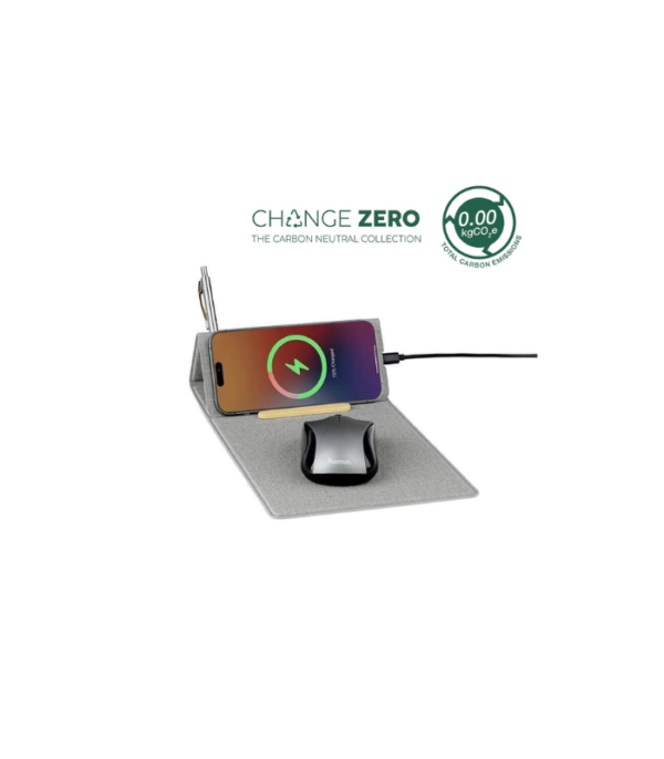 BLACE - CHANGE ZERO Recycled PU 15W Wireless Mousepad & Desk Organizer - Grey