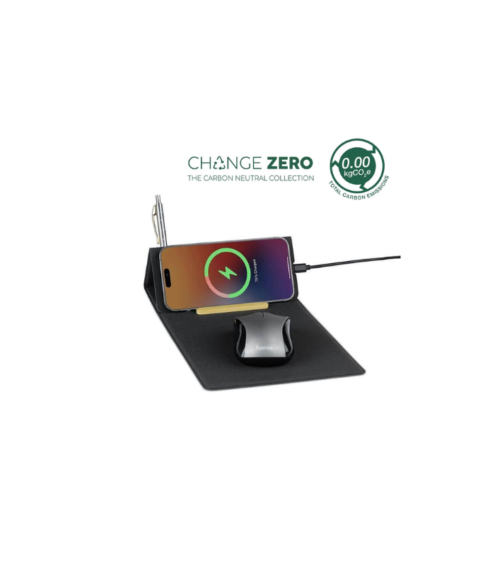 BLACE - CHANGE ZERO Recycled PU 15W Wireless Mousepad & Desk Organizer - Black