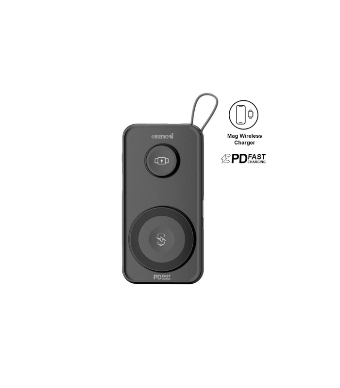 ROTTERDAM - @memorii® 10,000mAh Universal Wireless Powerbank with inbuilt cables - Black