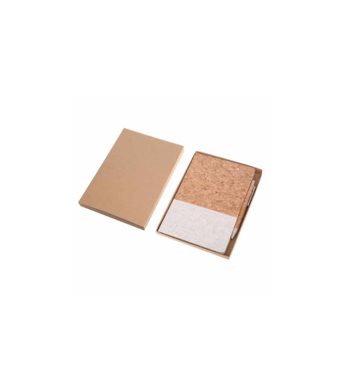 BORSA - eco-neutral Set of A5 Cork Fabric Hard Cover Notebook and Pen - White