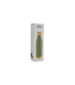 ODESSA - Giftology Double Wall Stainless Bottle with Bamboo Lid and Base - Green - Image 2