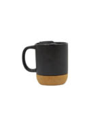 LUCCA - Giftology Ceramic Mug with Cork and Lid - Black - Image 5
