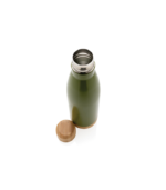 ODESSA - Giftology Double Wall Stainless Bottle with Bamboo Lid and Base - Green - Image 7