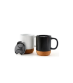 LUCCA - Giftology Ceramic Mug with Cork and Lid - Black - Image 4