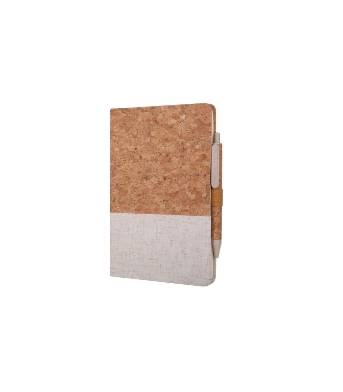 BORSA - eco-neutral Set of A5 Cork Fabric Hard Cover Notebook and Pen - White