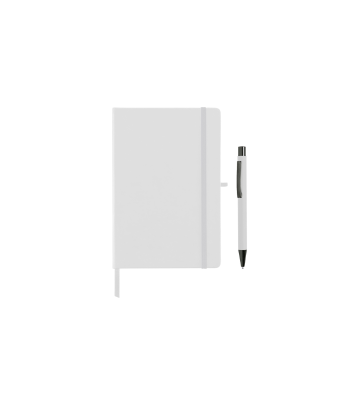 BORNA - Giftology A5 Hard Cover Notebook and Pen Set - White