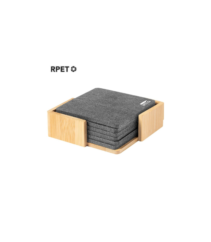 LAAX-eco-neutral-RPET-Set-of-6-Felt-Coasters-with-Bamboo-Stand