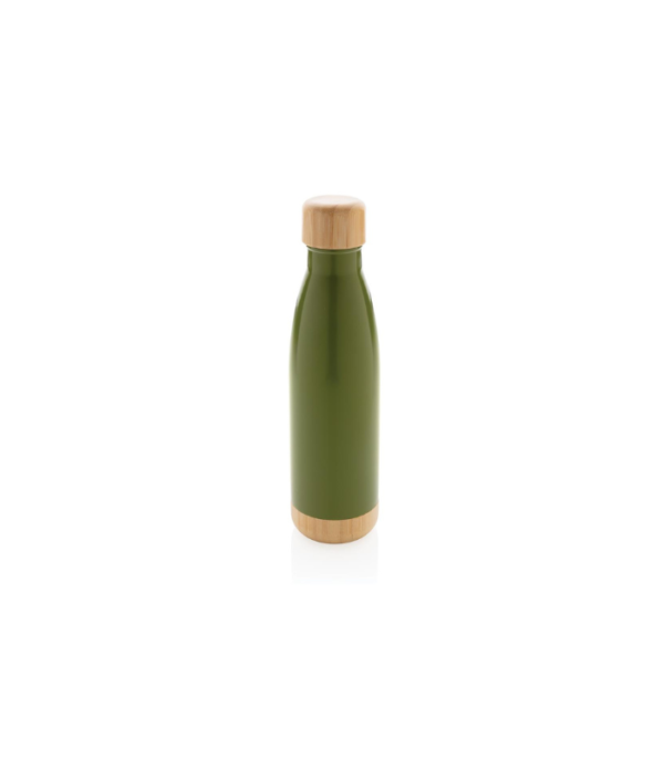 ODESSA-Giftology-Double-Wall-Stainless-Bottle-with-Bamboo-Lid-and-Base-Green