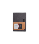 ADANA - Santhome Recycled Canvas A5 Hard Cover Notebook with PU Pocket - Black - Image 3