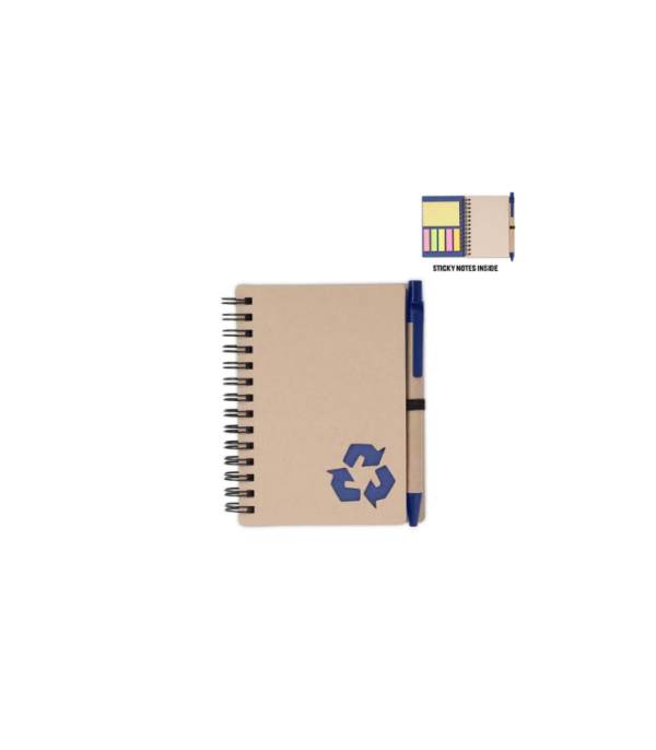 HASSA - eco-neutral A6 Notepad & Pen Set with Sticky Note - Navy Blue