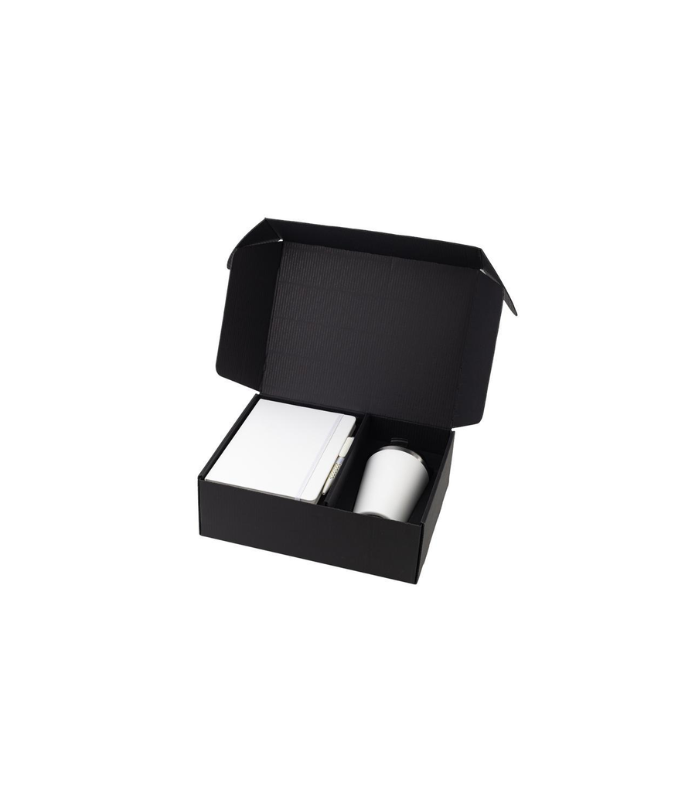 KOKSI - Giftology Set of Double Walled Tumbler, A5 Notebook and Pen - White