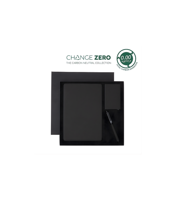 TESSIN - CHANGE ZERO Sustainable Gift Set with Refillable Notebook, Pen & Cardholder - Black