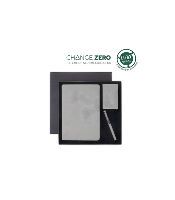 TESSIN - CHANGE ZERO Sustainable Gift Set with Refillable Notebook, Pen & Cardholder - Grey
