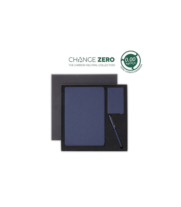 TESSIN - CHANGE ZERO Sustainable Gift Set with Refillable Notebook, Pen & Cardholder - Navy