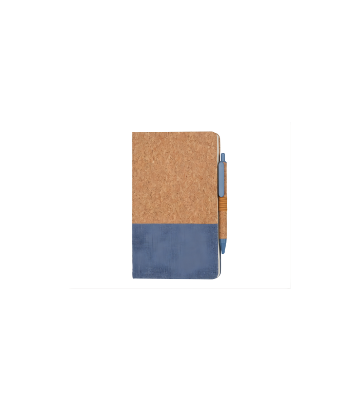 BORSA - eco-neutral A5 Cork Fabric Hard Cover Notebook and Pen Set - Blue