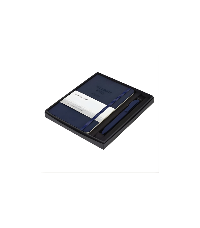Moleskine Classic Large Notebook & Go Pen Set (Navy Blue)