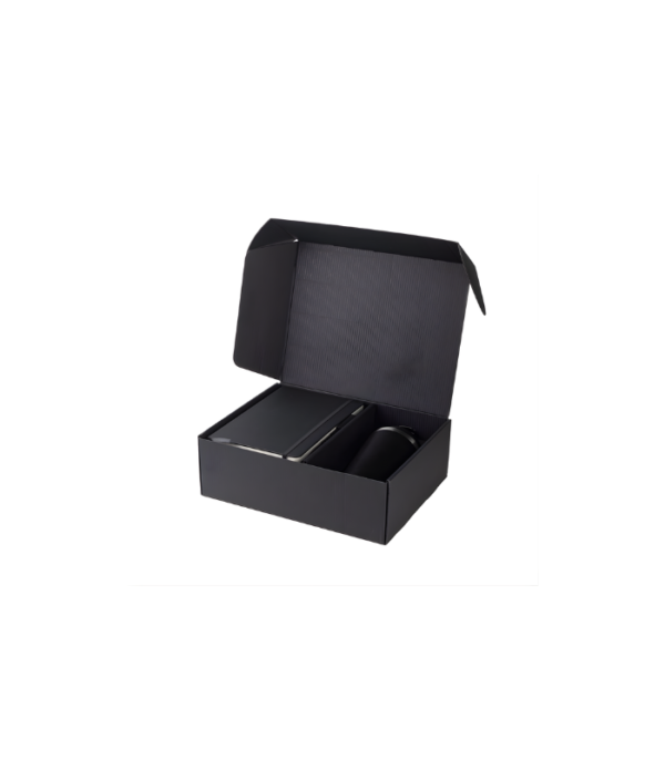KOKSI - Giftology Set of Double Walled Tumbler, A5 Notebook and Pen - Black