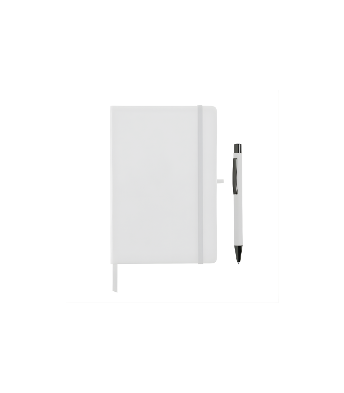 BORNA - Giftology A5 Hard Cover Notebook and Pen Set - White