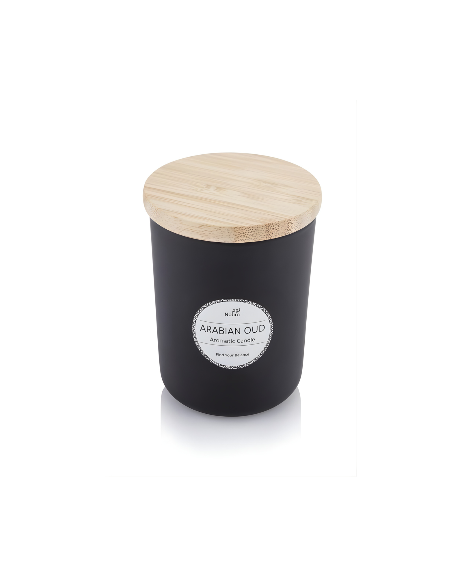 NOUM - Arabic Oudh Scented Glass Candle with Bamboo Lid - Black