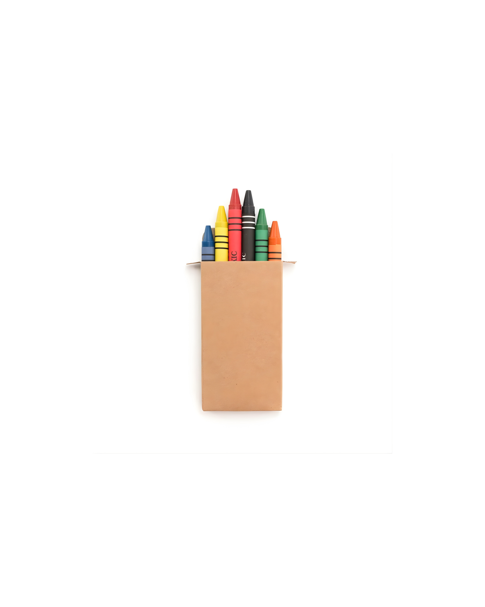 Set Of 6 Crayons In Natural Cardboard Box.