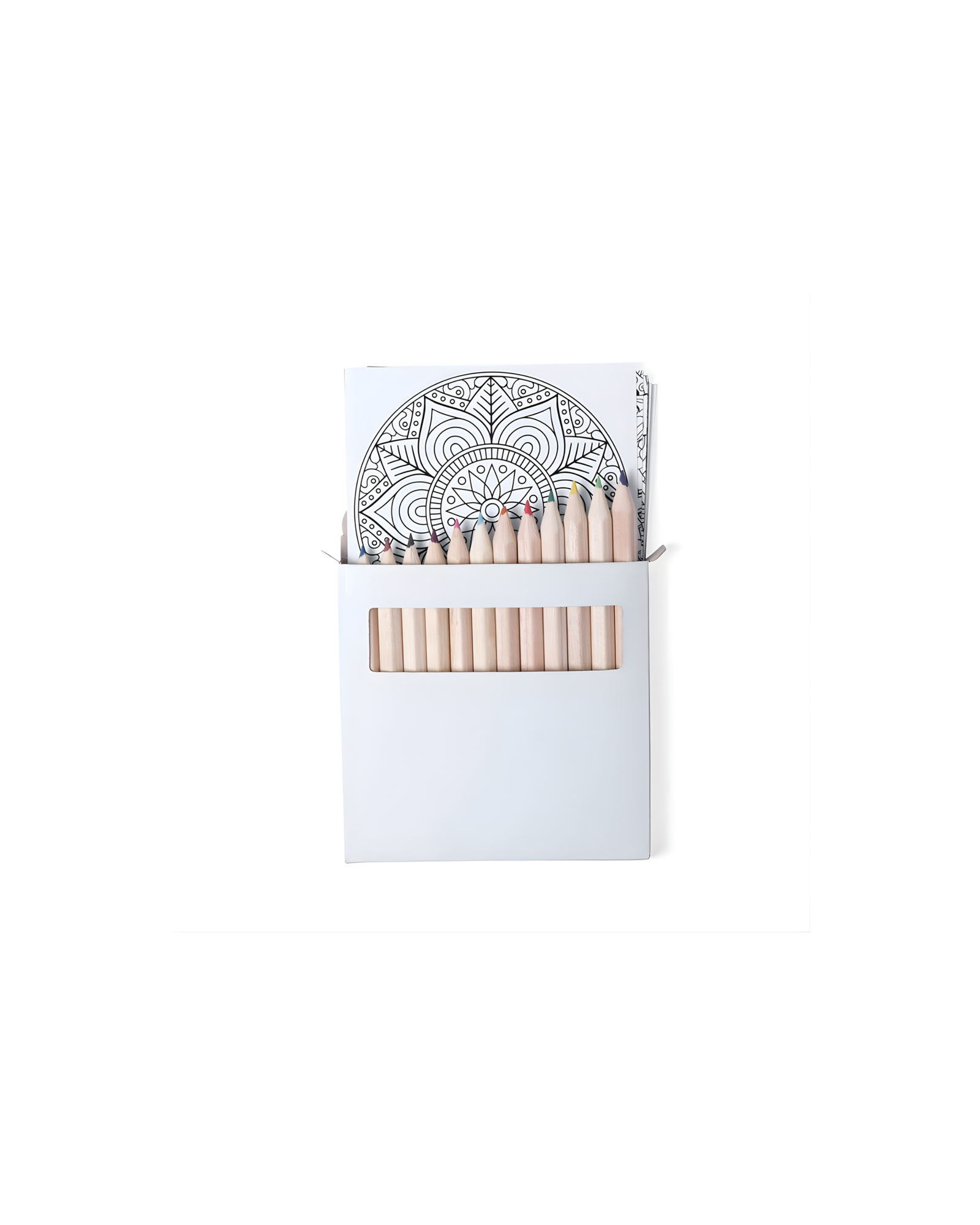 Set Of 12 Pencils And 12 Coloring Sheets With Mandala Designs